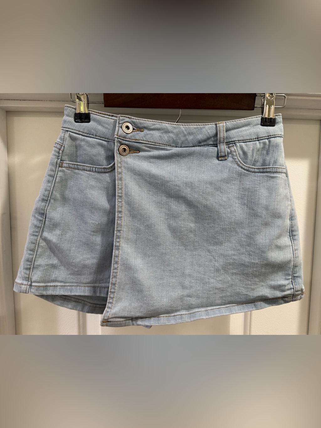 Bcbgeneration Light Blue Stretch Denim Mini Skort Skirt Size Xs